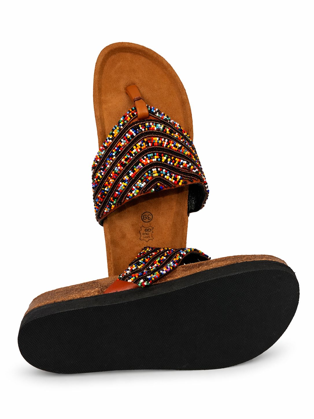 Handcrafted Beaded Cork Sandal